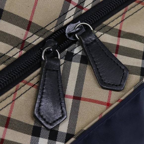 BURBERRYSs Nova Check Blue Label Tote Bag Nylon Navy Beige Auth bs13707 - Picture 10 of 16